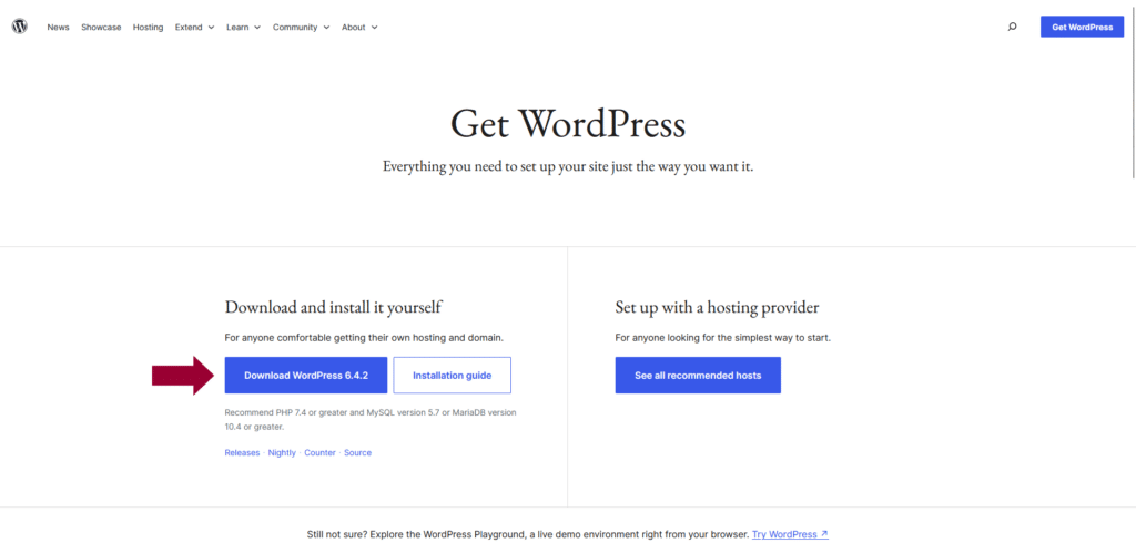 get wordpress