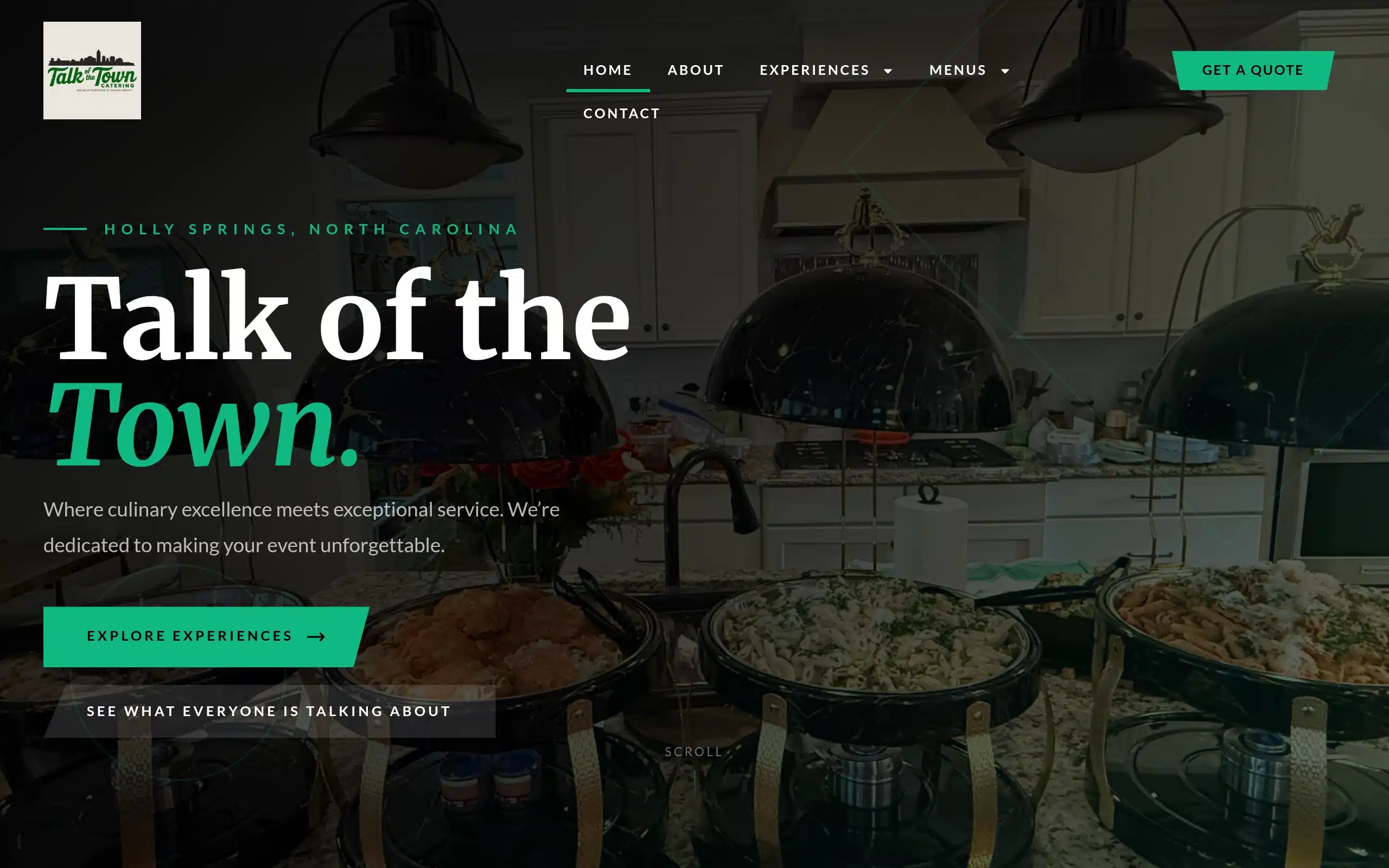 Talk of the Town Catering website homepage after its WordPress redesign