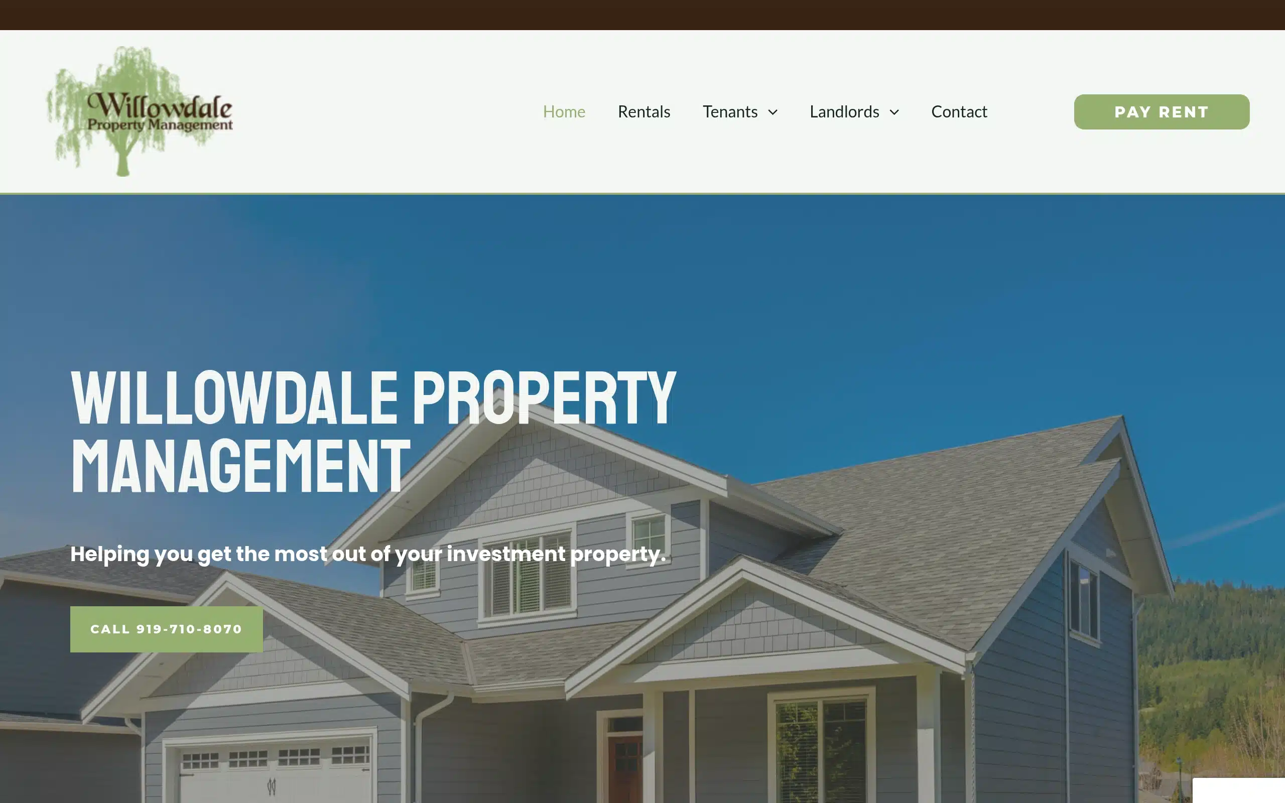 Willowdale Property Management homepage after its WordPress website rebuild